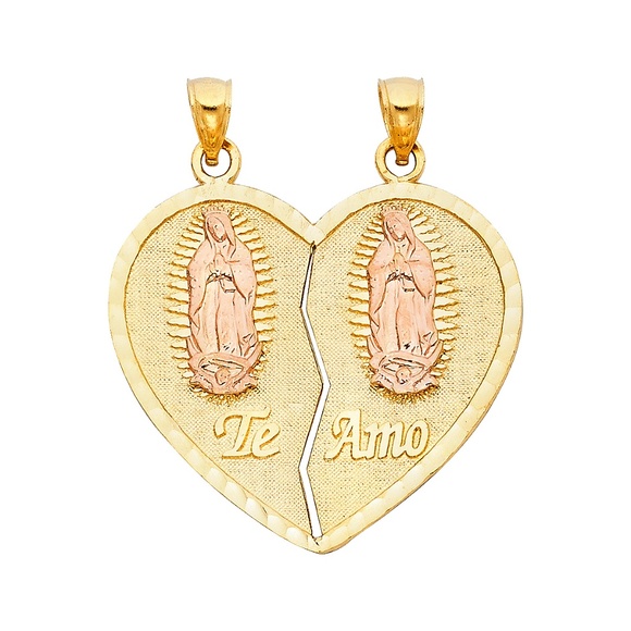 14K Two Tone Teamo Heart 2 Piece Pendant